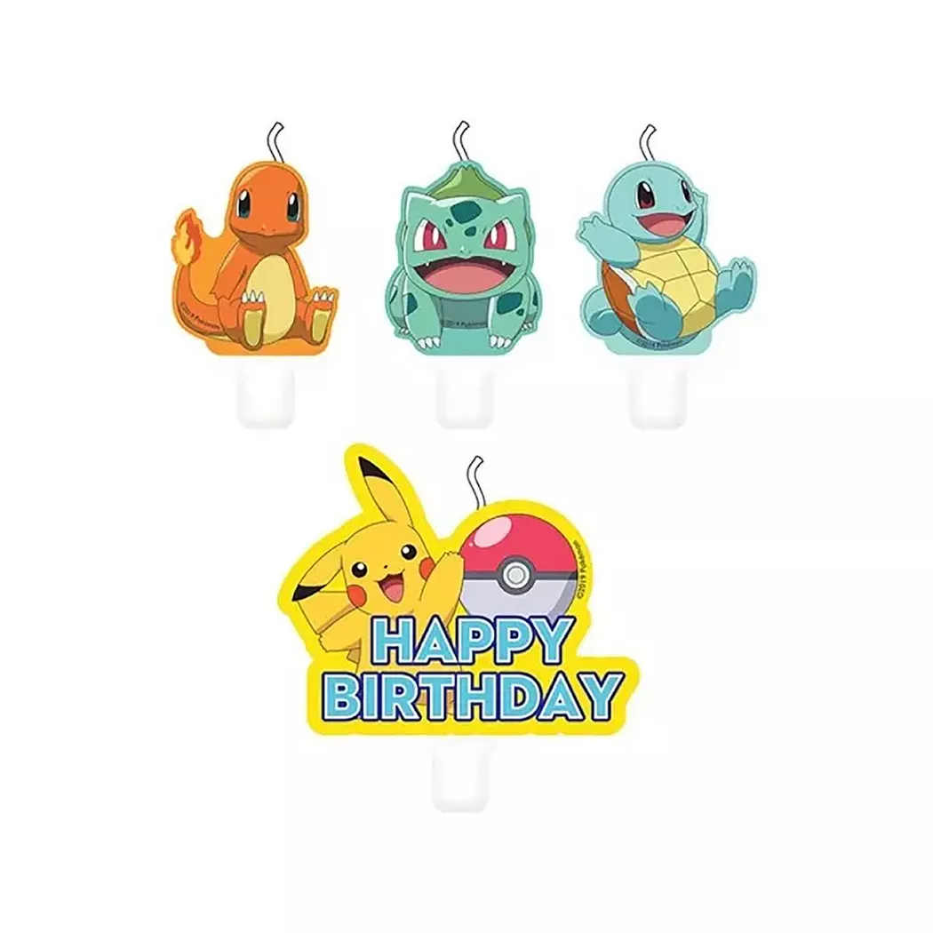 Amscan - Pokémon Figurenkerzen, 4 Stück, Multicolor