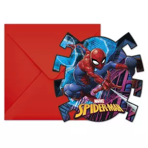6 Einladungskarten & Kuverts Spiderman Team Up