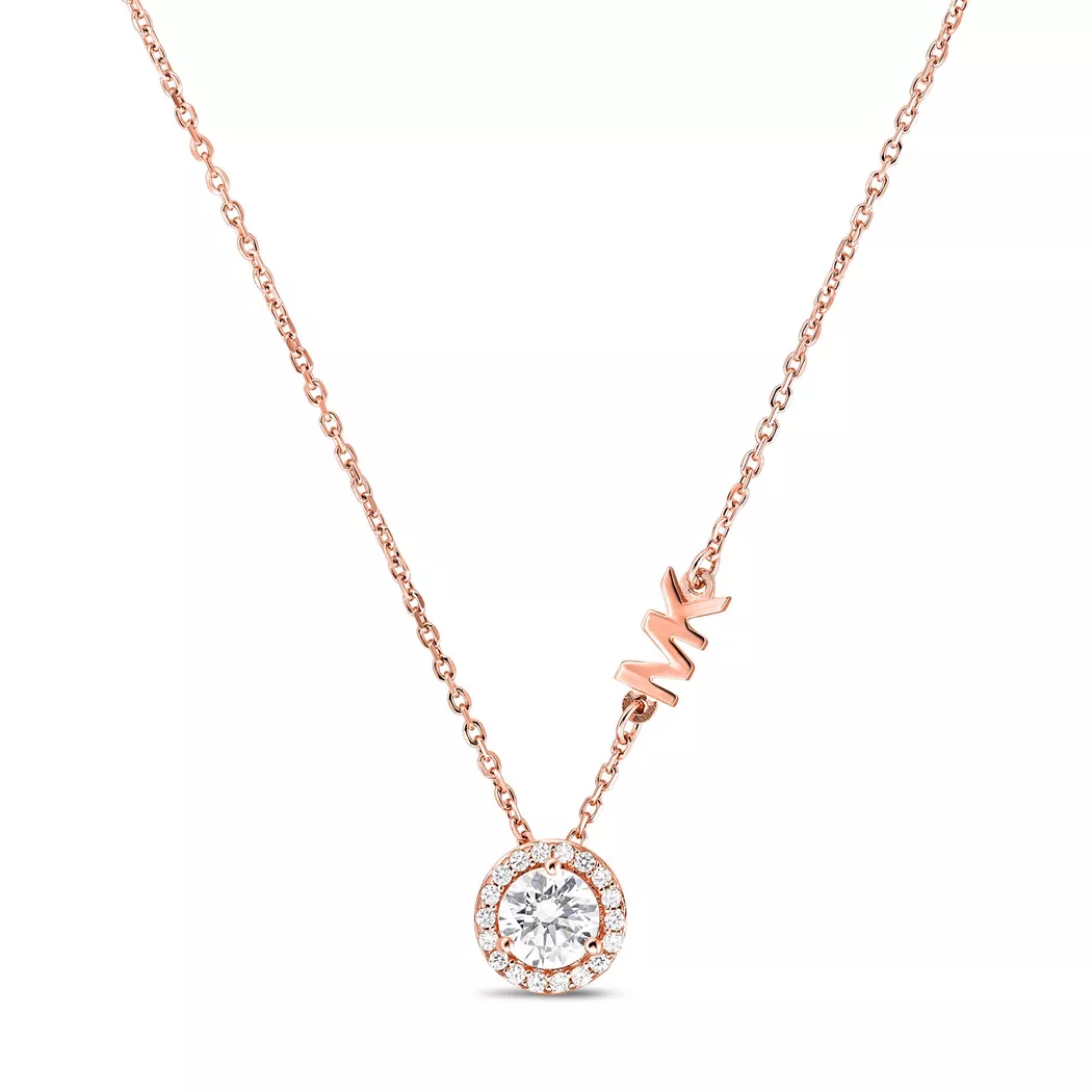 Kette mit Anhänger MICHAEL KORS "Schmuck Geschenk Silber 925 Halsschmuck PREMIUM", rosa (roségoldfarben, kristallweiß), Halsketten, Damen, Silber 925 (Sterlingsilber), L: 46, mit Zirkonia (synth.)