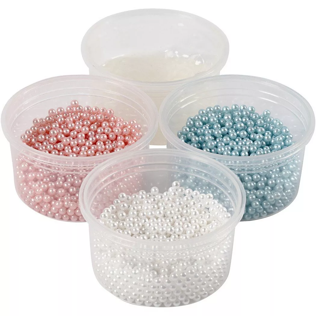 Pearl Clay Set - Lichtblauw/Crème/Helder Rood