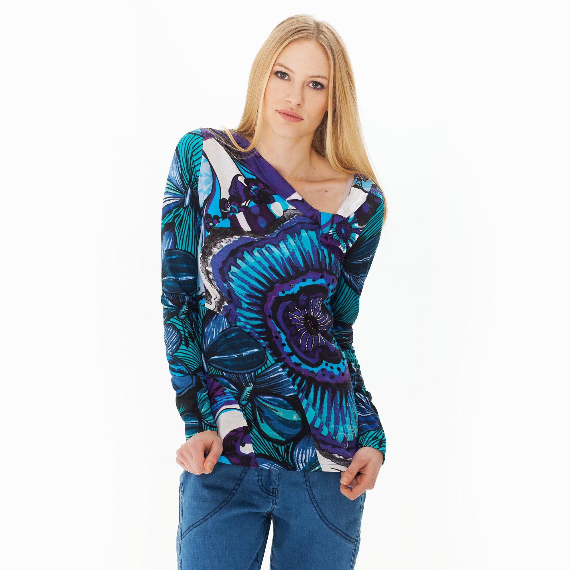 Desigual 2000s Off the Shoulder Graphic Knit (M)