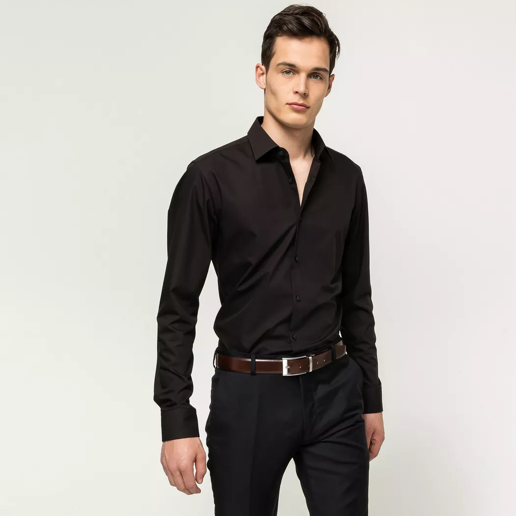 Hugo Chemise à Manches Longues Kenno 10181991 Black 42 Homme