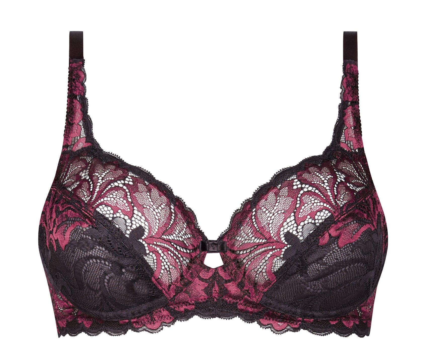 Soutien-gorge Dentelle Rouge Et Noir 34B - Marks & Spencer, Sans Rembourrage, Style Floral