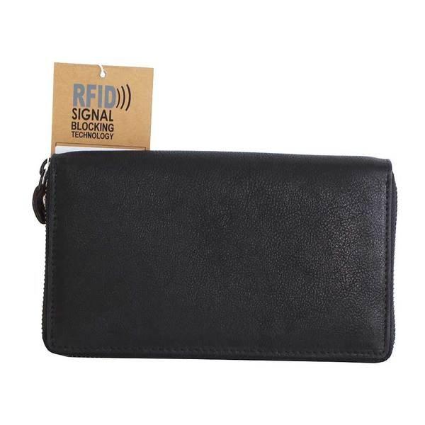 Image of Leder-portemonnaie Paris 1 Black Damen Anthrazit