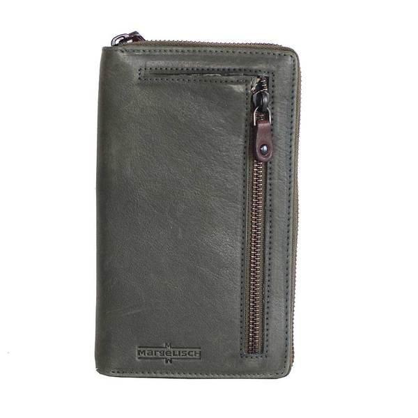 Image of Leder-portemonnaie Paris 1 Mud Green Damen Dunkelgrün