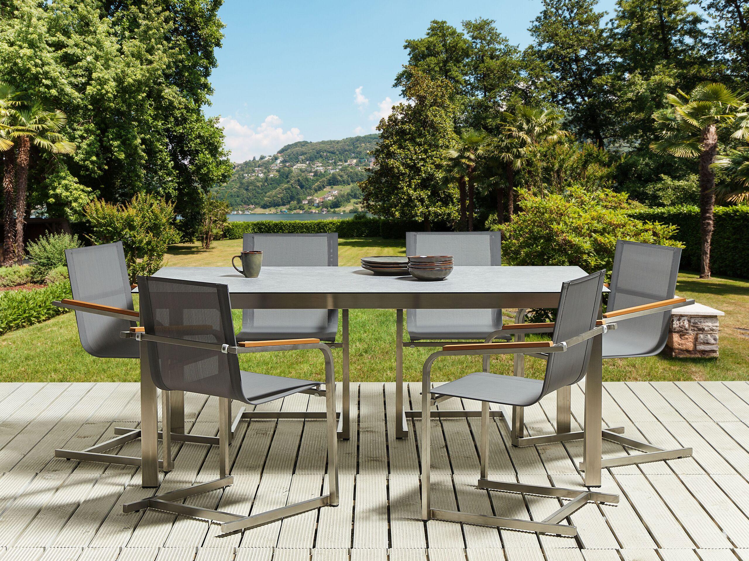 Beliani Lot de 4 chaises de jardin en Acier inox Moderne COSOLETO  