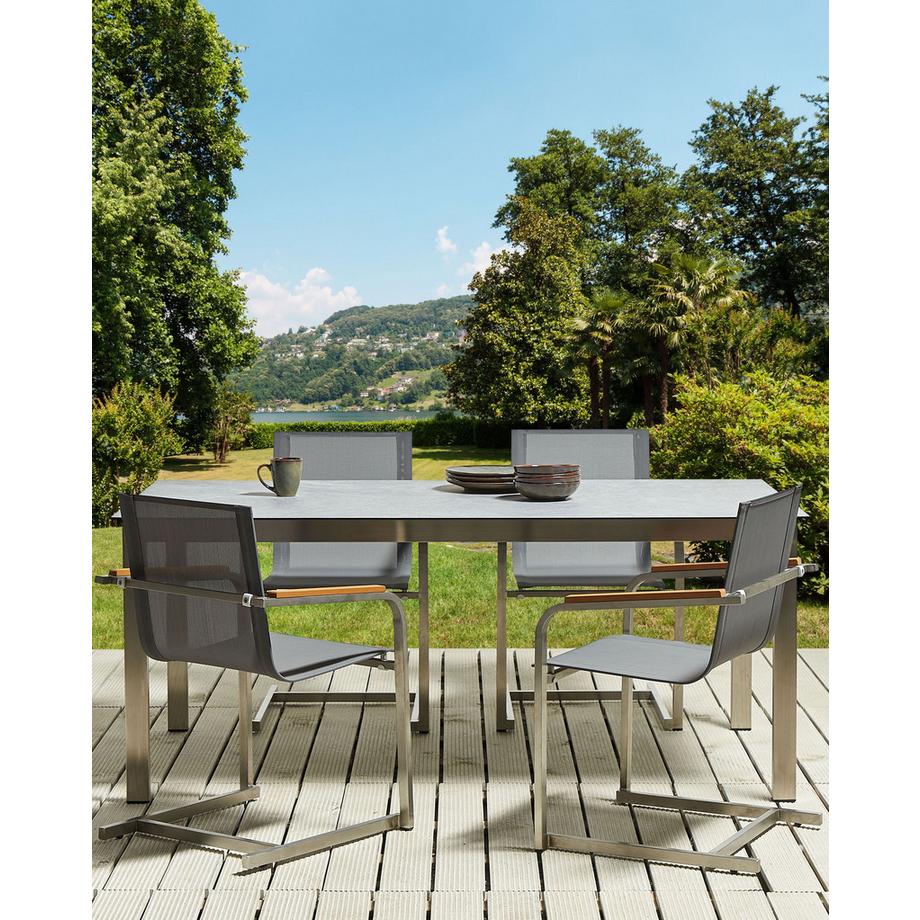 Beliani Lot de 4 chaises de jardin en Acier inox Moderne COSOLETO  