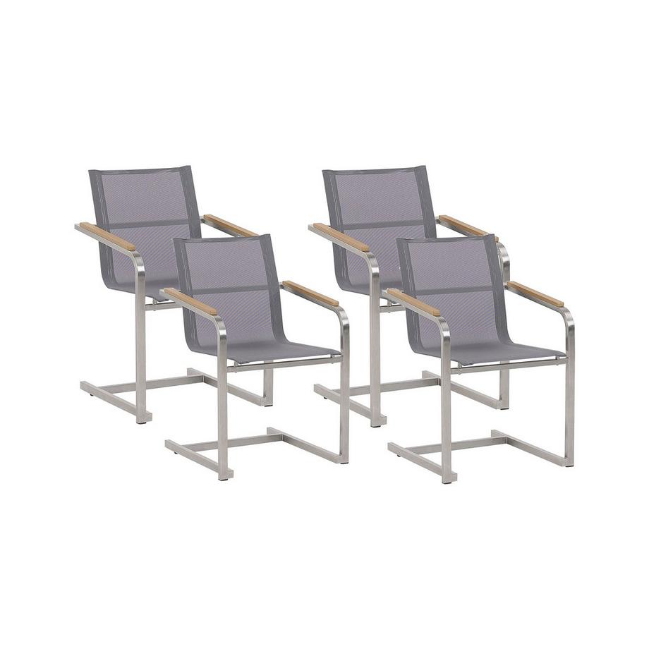 Beliani Lot de 4 chaises de jardin en Acier inox Moderne COSOLETO  