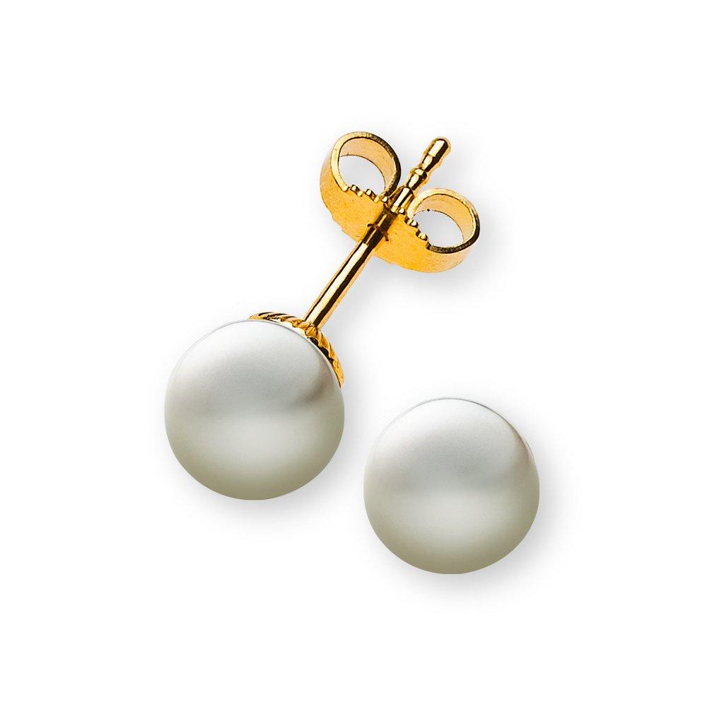 Image of Perlohrringe Gelbgold 750 Süsswasserperle 7-7.5mm Damen Gelbgold ONE SIZE