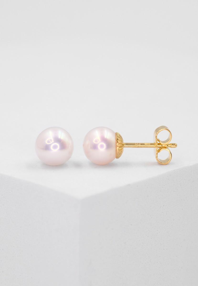 MUAU Schmuck  Perlohrringe Gelbgold 750 Süsswasserperle 7-7.5mm 