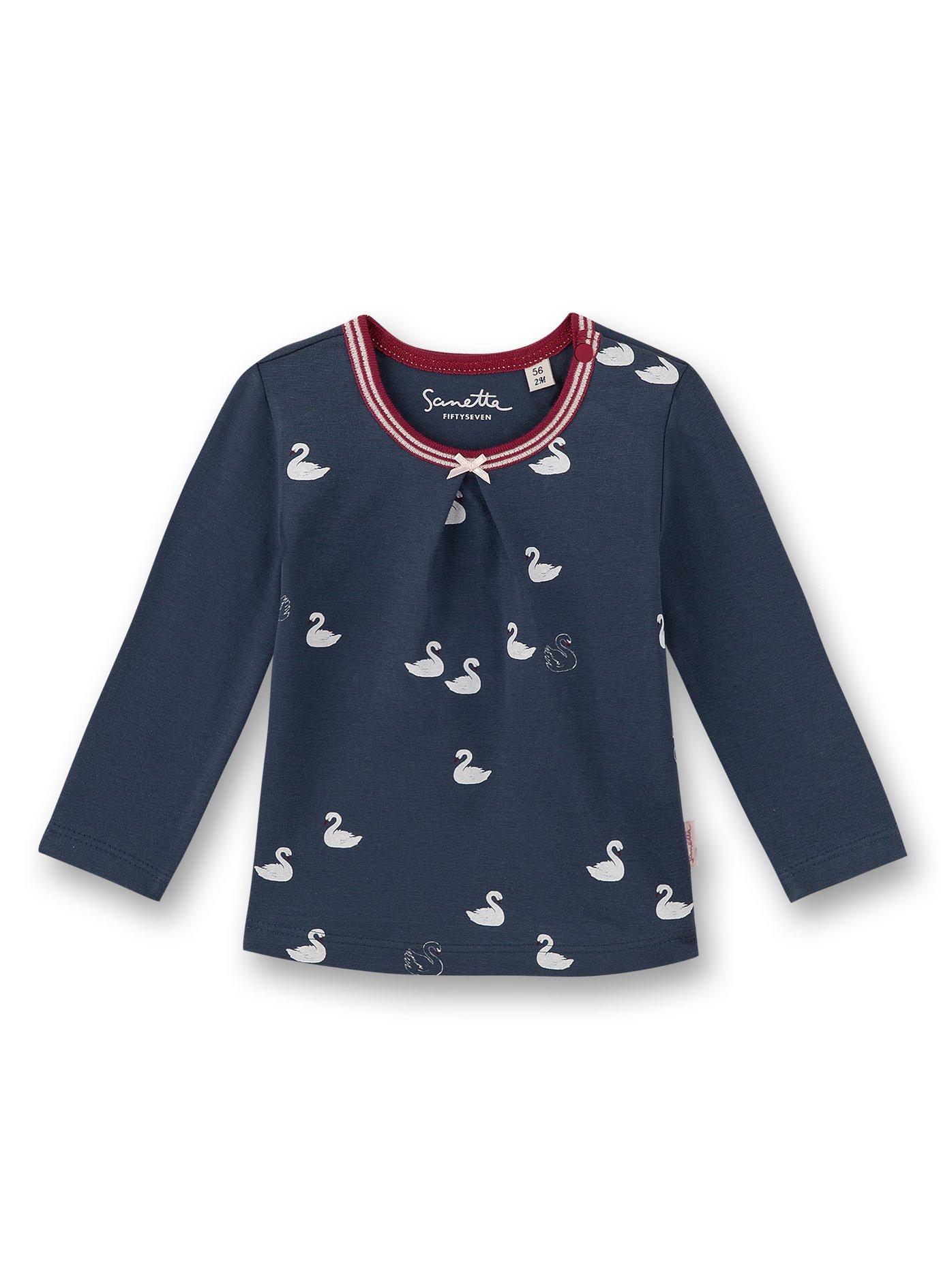 Image of Baby Mädchen-shirt Langarm Schwan Allover Unisex Blau 62