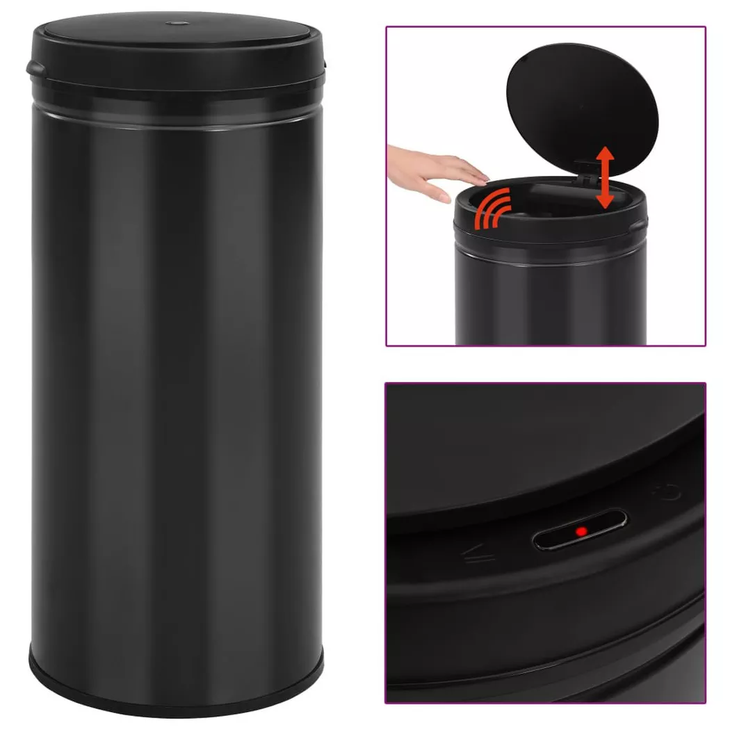 VidaXL - Mülleimer stahl, One Size, Schwarz