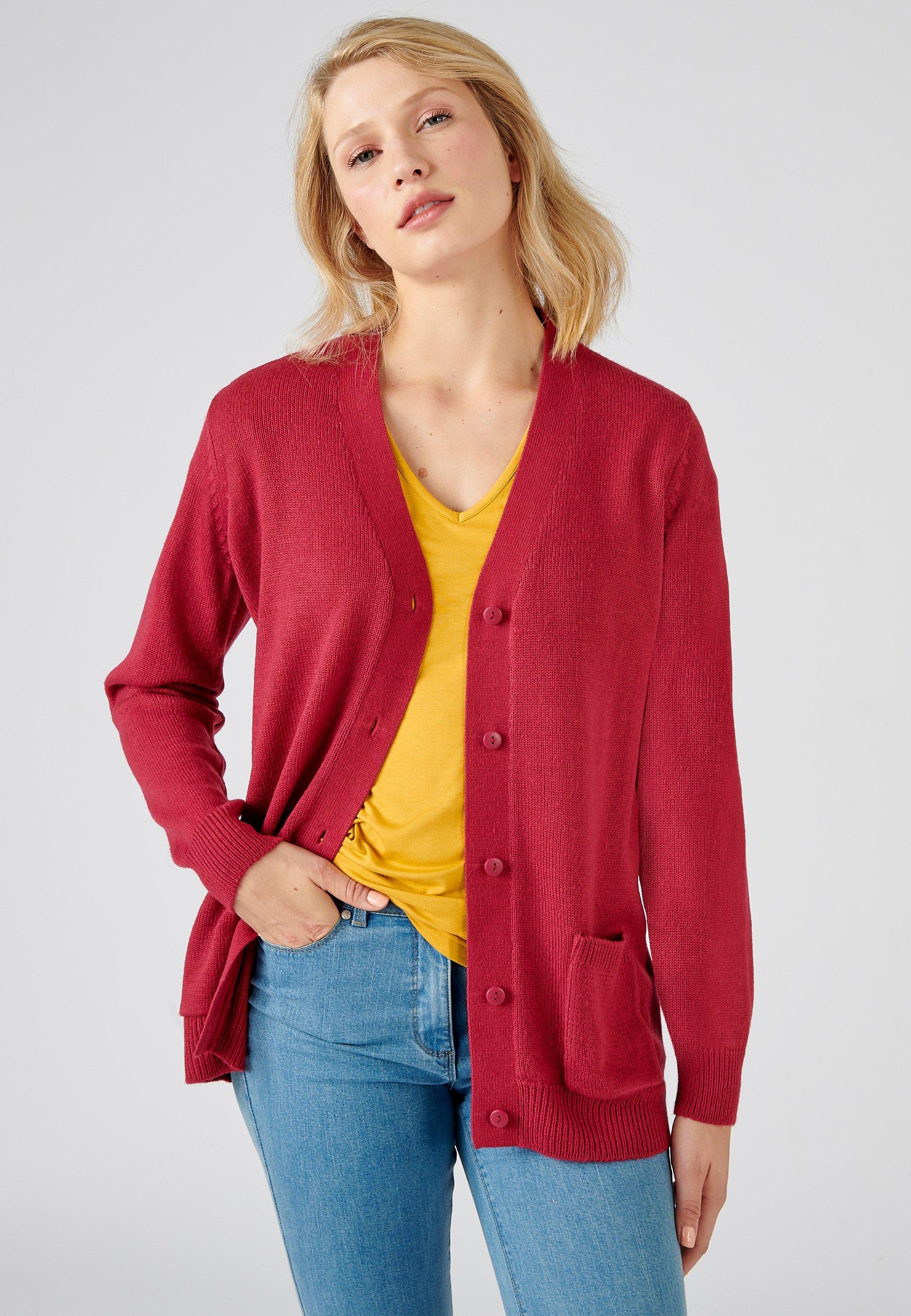 Image of Klassische Strickjacke Aus Schmiegsamem Jerseystrick. Damen Violett 50