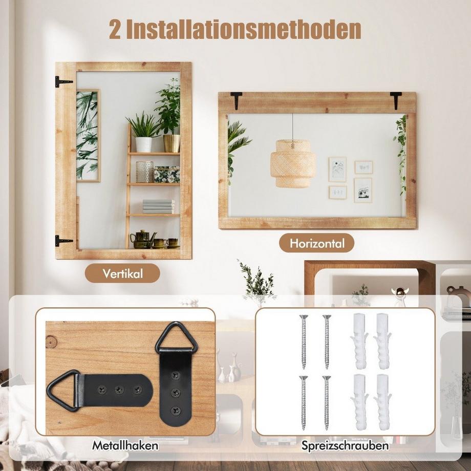 Northix Wandspiegel mit Haken  