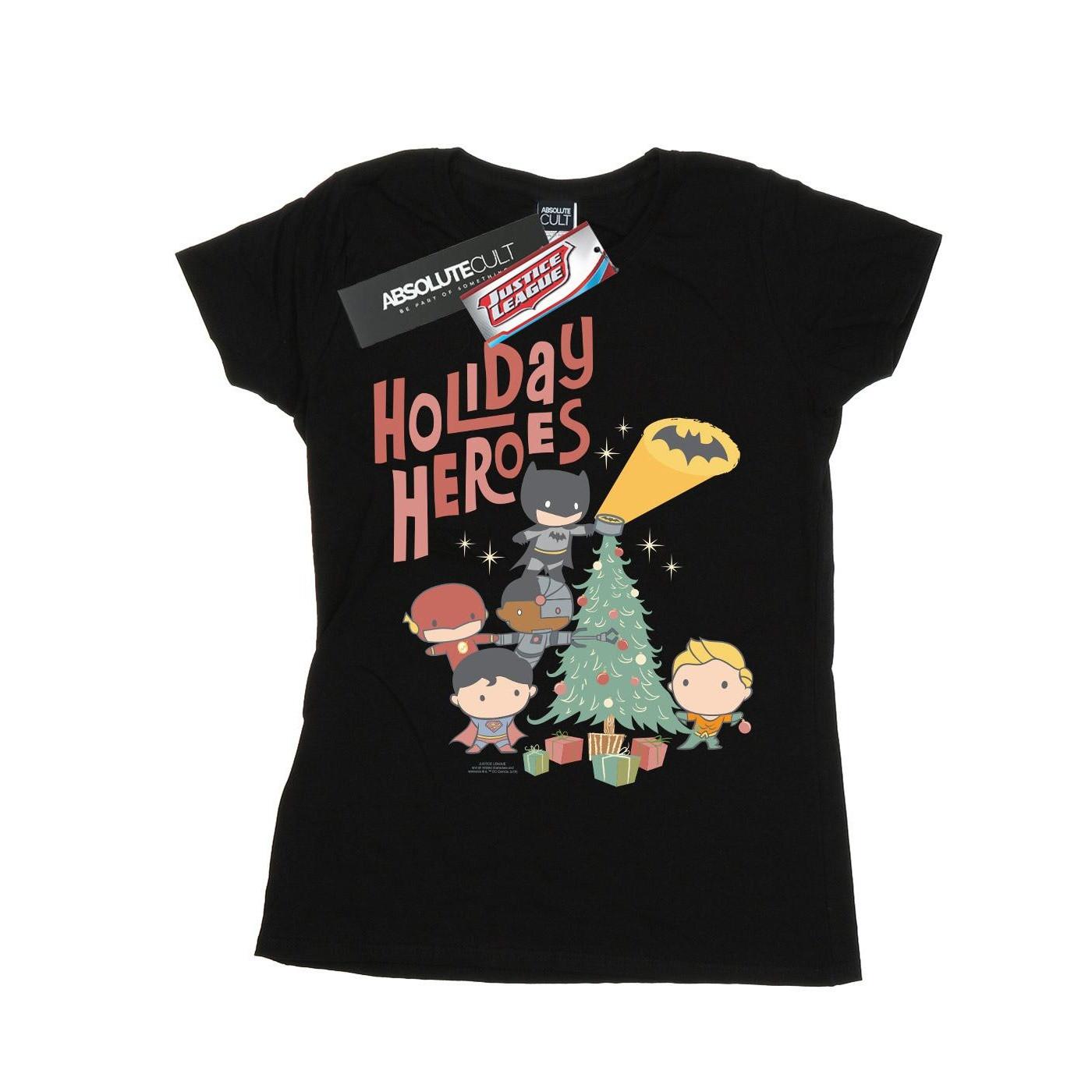 Image of Justice League Holiday Heroes Tshirt Damen Schwarz L