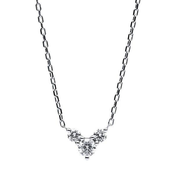 Image of Collier 585/14k Weissgold Diamant 0.31ct. Unisex Silber 45cm
