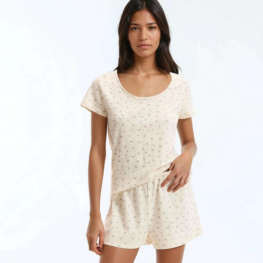 Kurzpyjama aus Pointelle-Strick