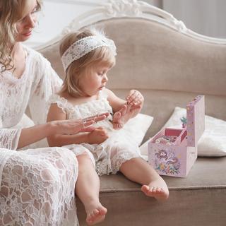 Only-bags.store  Boîte à musique pour enfants boîte à bijoux avec boîte à musique licorne et fleurs préservées, boîte à bijoux avec mélodie 
