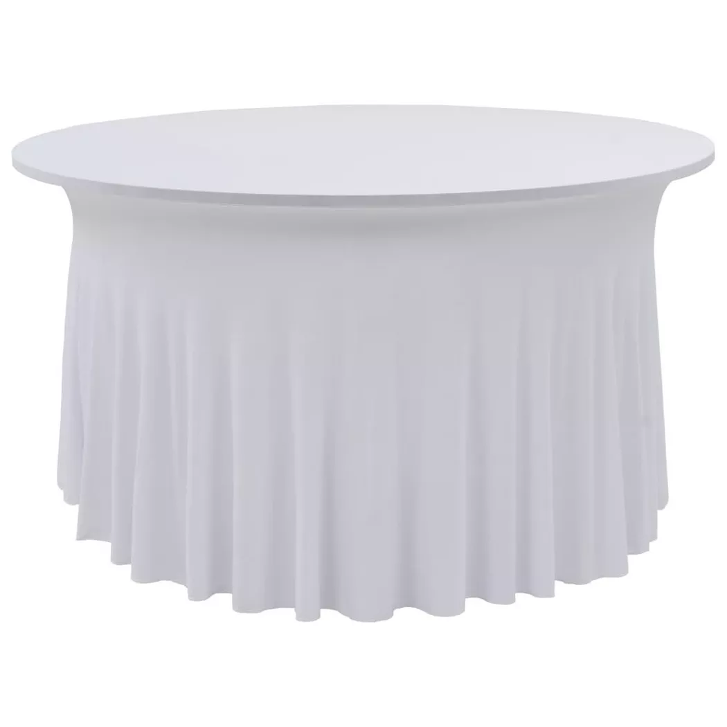 Nappes élastiques de table avec jupon 2 pcs 180x74 cm Blanc