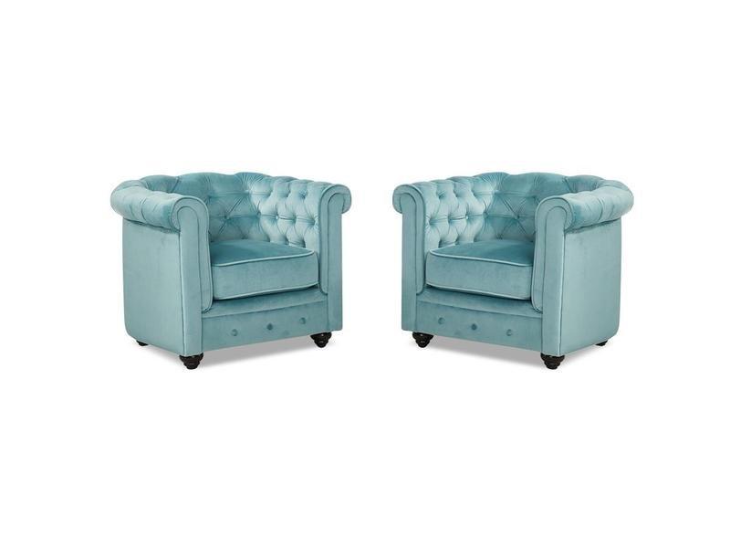 Image of Sessel 2erSet CHESTERFIELD Samt Hell Sessel 2erSet CHESTERFIELD Samt Hell