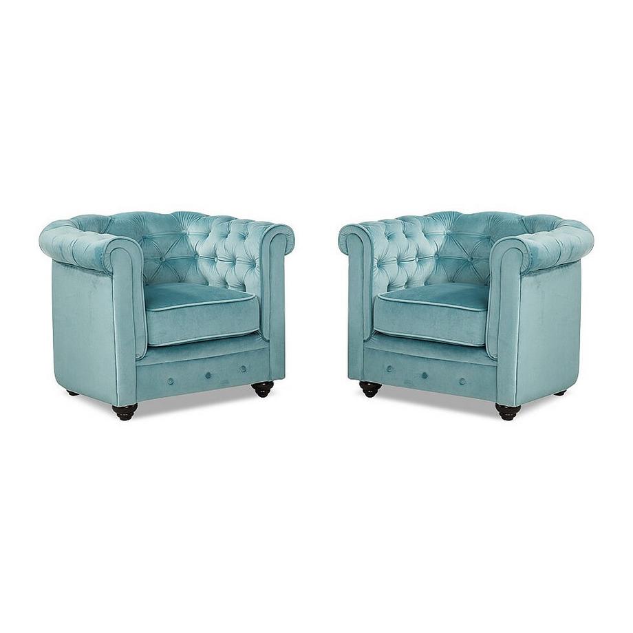 Vente-unique Sessel 2erSet CHESTERFIELD Samt Hell  