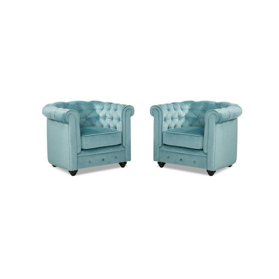 Vente-unique Sessel 2erSet CHESTERFIELD Samt Hell  