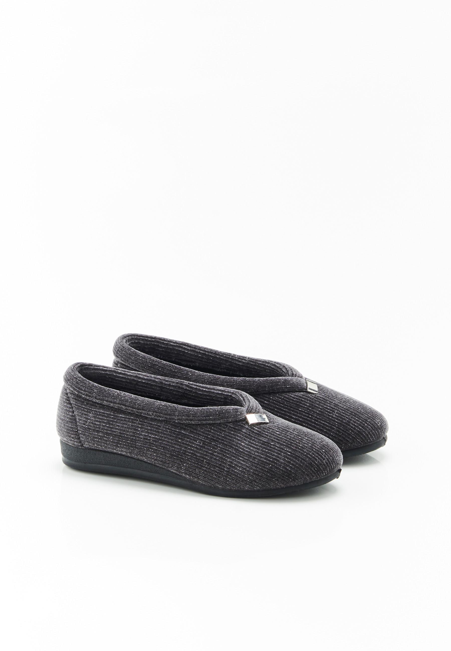 Image of Hausballerinas Aus Feinem Cordsamt Damen Grau 37