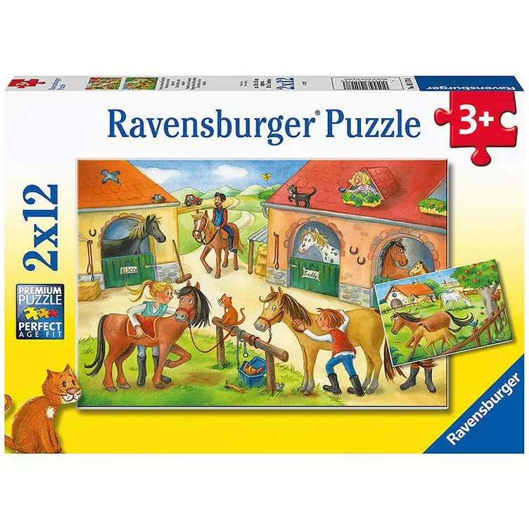 Ravensburger Ravensburger Kinderpuzzel 2 x 12 stukjes Vakantie op de manegeonline kaufen MANOR