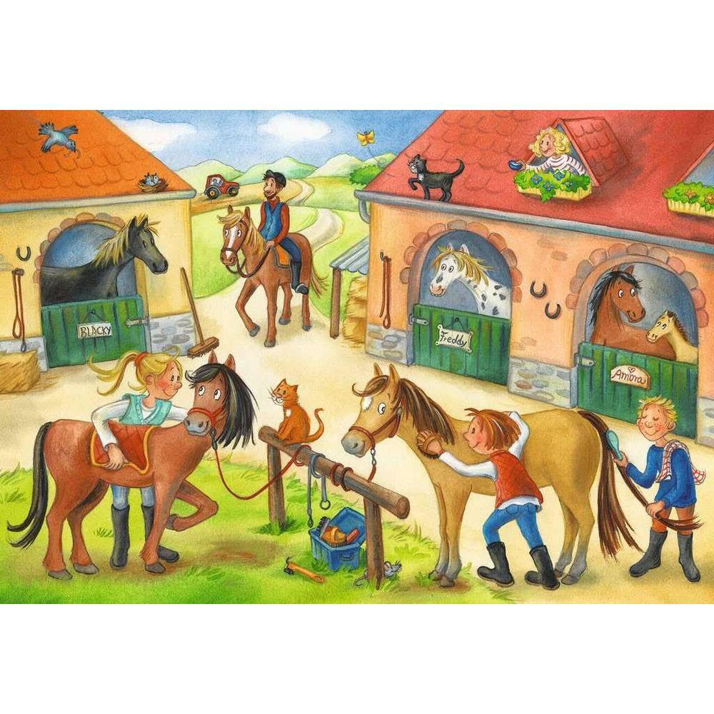 Ravensburger  Ravensburger Kinderpuzzel 2 x 12 stukjes Vakantie op de manege 