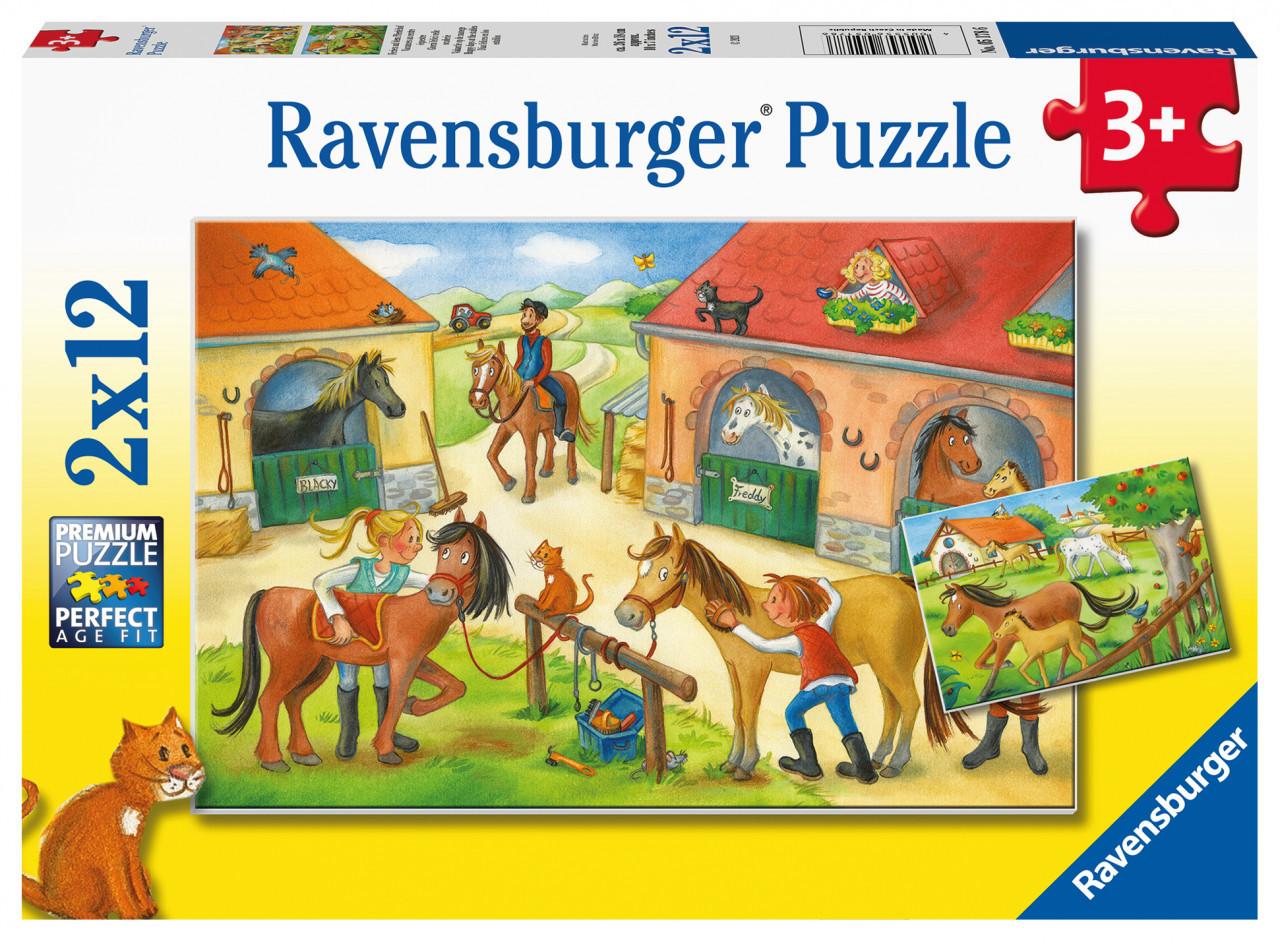 Ravensburger  Ravensburger Kinderpuzzel 2 x 12 stukjes Vakantie op de manege 