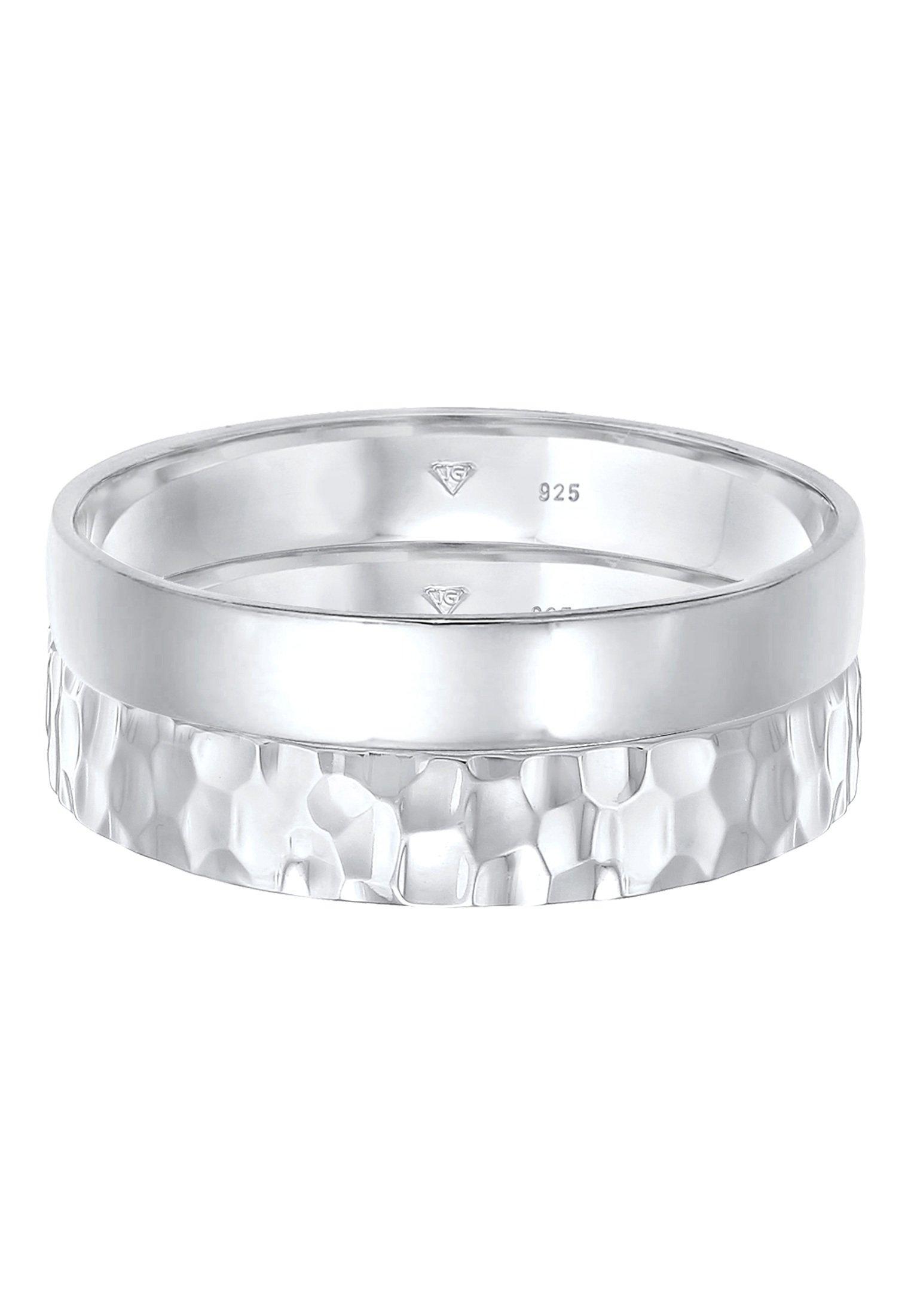 Kuzzoi  Bague Set Unisex Basic Gehämmert 925 Silber 