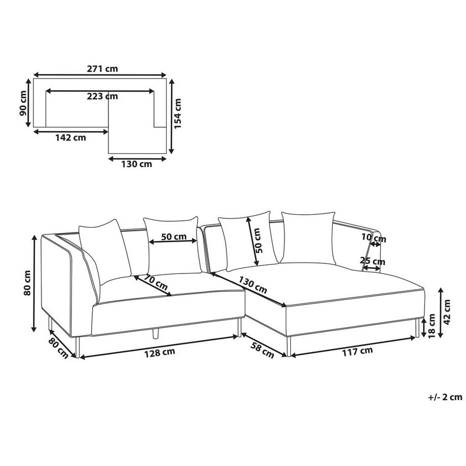 Beliani Canapé d'angle gauche en Tissu chenille  SATER  