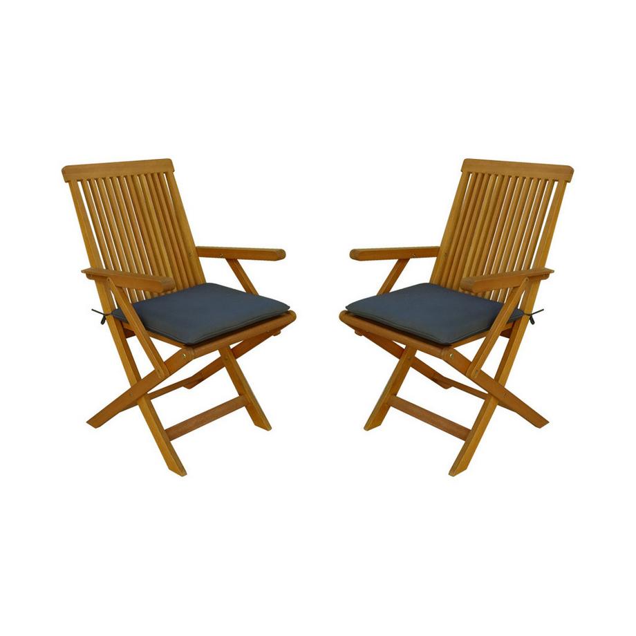 Contini Gartenstuhl klappbar Kissen anthrazit (2er-Set) Eucalyptus  