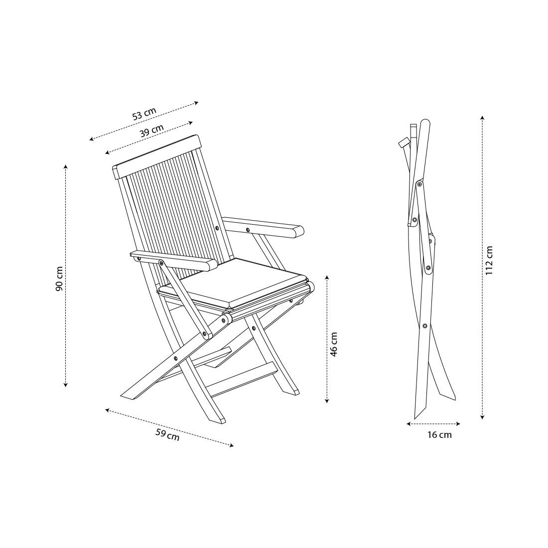 Contini Chaise de jardin pliable Coussin anthracite (set de 2) Eucalyptus  