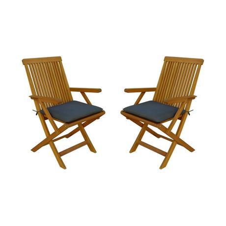 Contini Chaise de jardin pliable Coussin anthracite (set de 2) Eucalyptus  