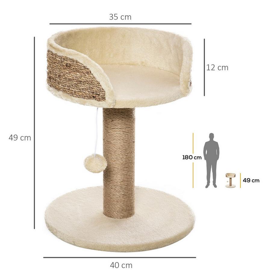 Northio  Petit Arbre À Chat, Arbre À Chat De 49 Cm, Arbre À Chat Avec Balle De Jeu, Surface De Couchage, Arbre À Grimper Pour Chats Jusqu'À 4 Kg, Meubles Pour Chat, Jute, Café 