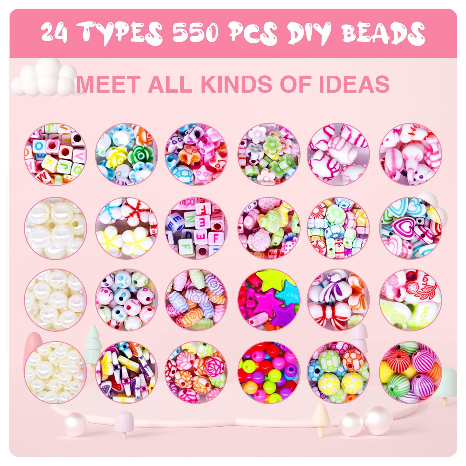 Activity-board  Set de perles de bricolage pour enfants pour enfiler, faire vos propres bracelets 24 couleurs 