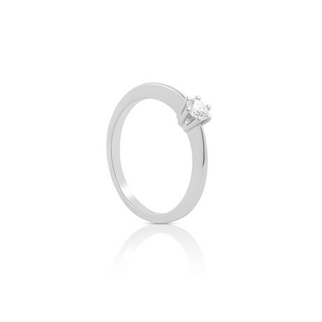 MUAU Schmuck  Bague Solitaire Diamant 0.20ct. or blanc 750 