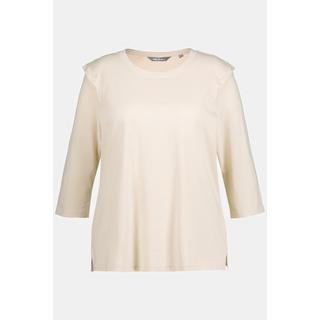 Ulla Popken  T-shirt, jersey flammé, col rond, manches 3/4, coton bio 