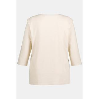 Ulla Popken  T-shirt, jersey flammé, col rond, manches 3/4, coton bio 