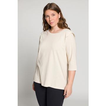 T-shirt, jersey flammé, col rond, manches 3/4, coton bio