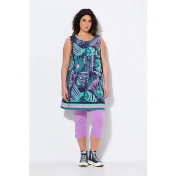 Abito dal taglio svasato e smanicato in jersey con stampa e scollo a girocollo