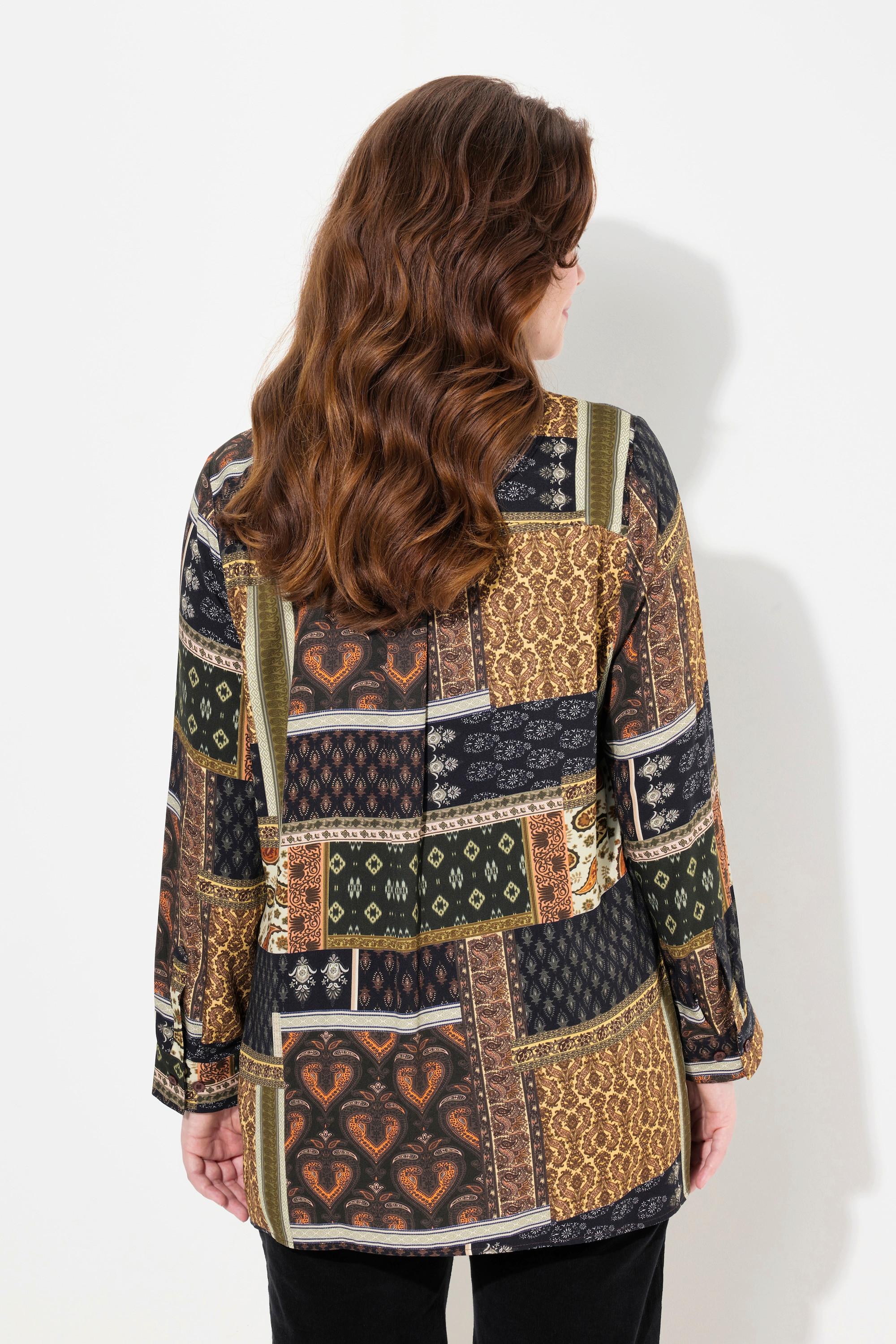 Ulla Popken Camicia Maniche Lunghe Mix Fantasie Collo Camicia  