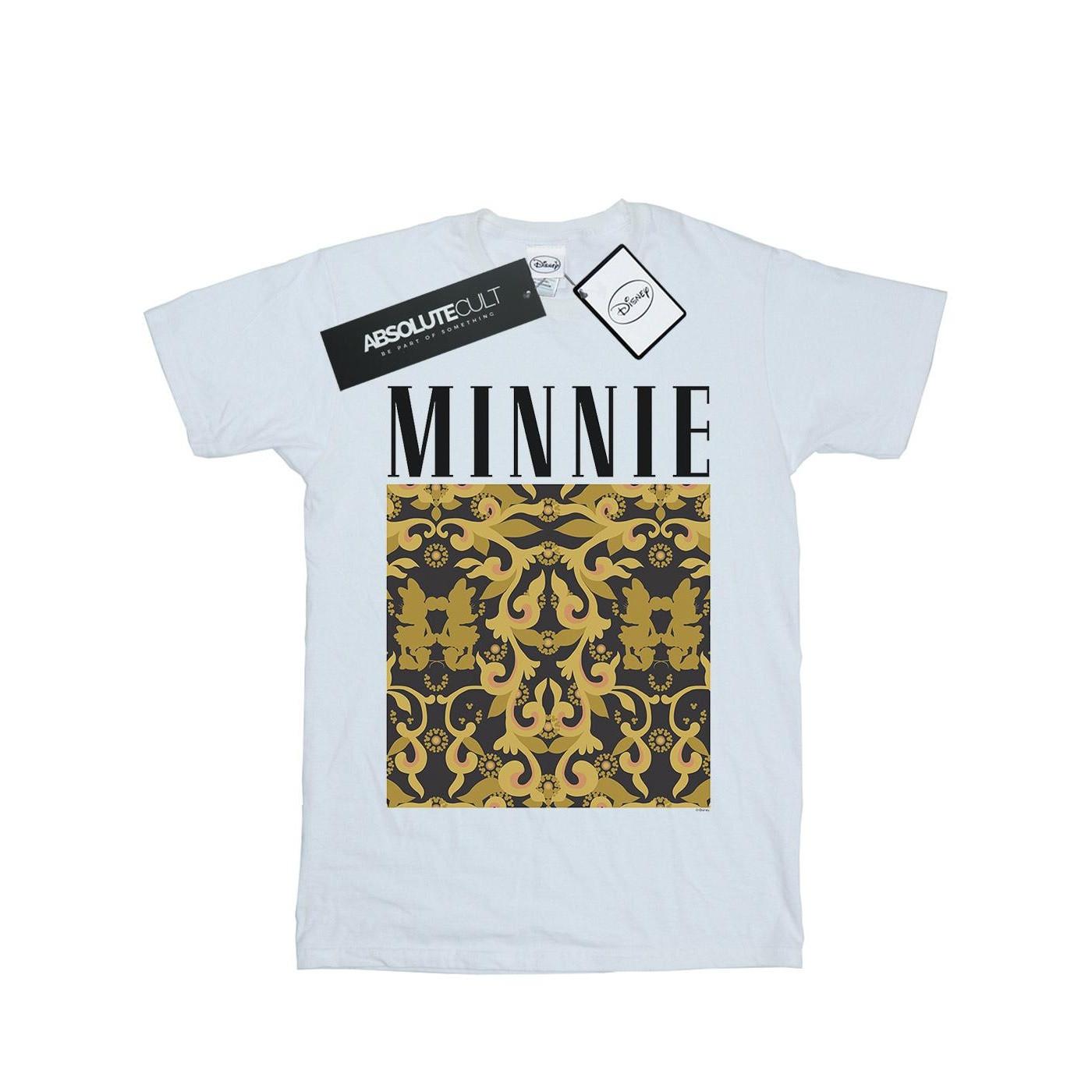 Image of Minnie Mouse Baroque Pattern Tshirt Mädchen Weiss 140/146