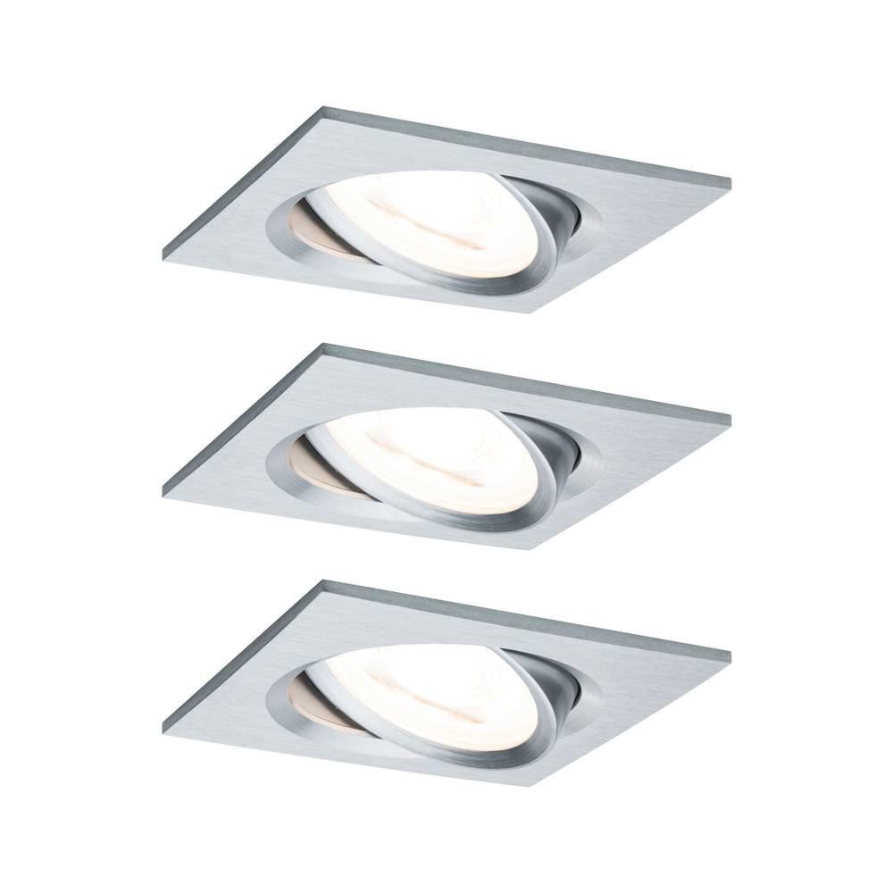 Paulmann LED Einbauleuchte Nova Coin Basisset schwenkbar eckig 84x84mm 50° Coin 3x6W 3x460lm 230V 2700K Alu  