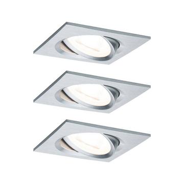 LED Einbauleuchte Nova Coin Basisset schwenkbar eckig 84x84mm 50° Coin 3x6W 3x460lm 230V 2700K Alu