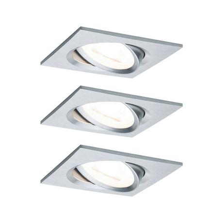 Paulmann LED Einbauleuchte Nova Coin Basisset schwenkbar eckig 84x84mm 50° Coin 3x6W 3x460lm 230V 2700K Alu  