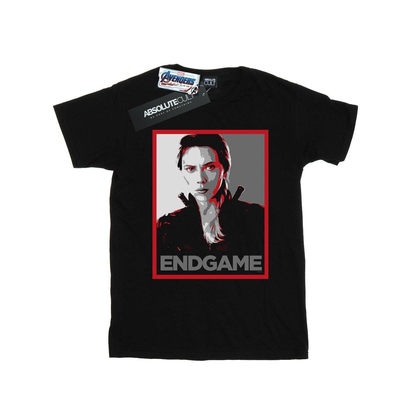 Image of Avengers Endgame Black Widow Poster Tshirt Mädchen Schwarz 140/146