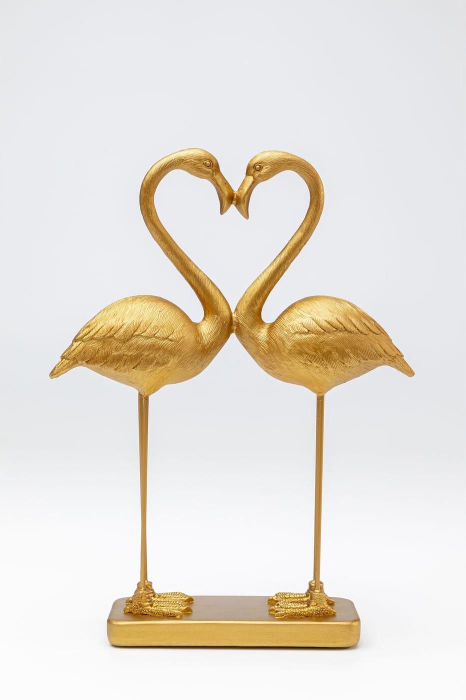 KARE Design Figura déco Flamingo Love oro 39  