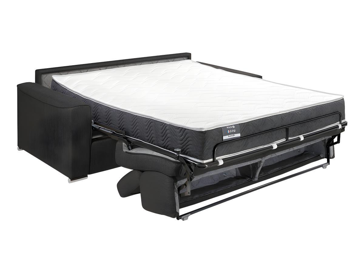 Vente-unique Canapé 4 places convertible express en tissu marron - couchage lattes larges 160 cm - Matelas 22 cm avec mémoire de forme VIZIR  